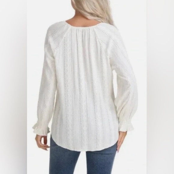 Frye Peasant Style Textured Long Sleeved Blouse - Picture 2 of 11